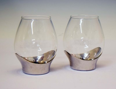 Lot 498 - Georg Jensen - Pair of modern stainless steel tealight holders