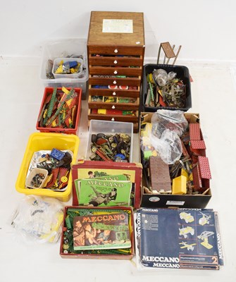 Lot 324 - Meccano - Scratch-built chest, with boxed and loose items