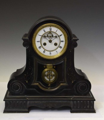 Lot 532 - Late 19th century French black marble mantel clock with partially exposed Brocot escapement