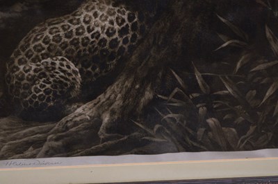Lot After Herbert Thomas Dicksee, (1862-1942) - 'Play', a signed etching depicting two leopards