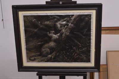 Lot After Herbert Thomas Dicksee, (1862-1942) - 'Play', a signed etching depicting two leopards