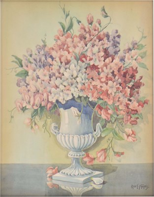 Lot 473 - Rex. F. Hopes (20th century) - Watercolour - Flowers still life
