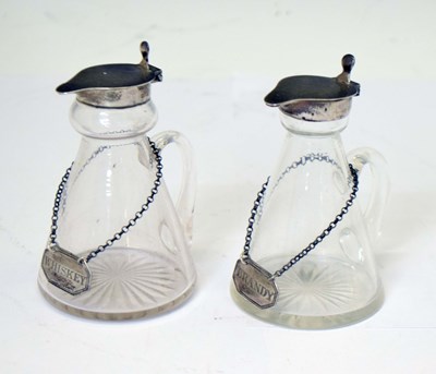 Lot 100 - Matched pair of silver mounted cut glass whisky noggins