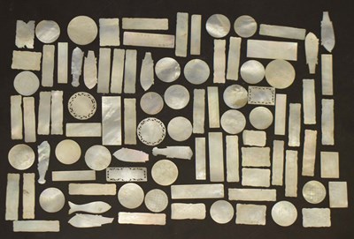 Lot 399 - Collection of ninety-one mother-of-pearl Chinese game counters