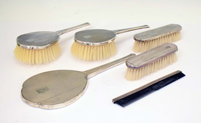 Lot 90 - George VI and Elizabeth II silver-mounted six-piece dressing table set