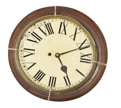 Lot 525 - Late 19th century mahogany framed single fusee station wall clock
