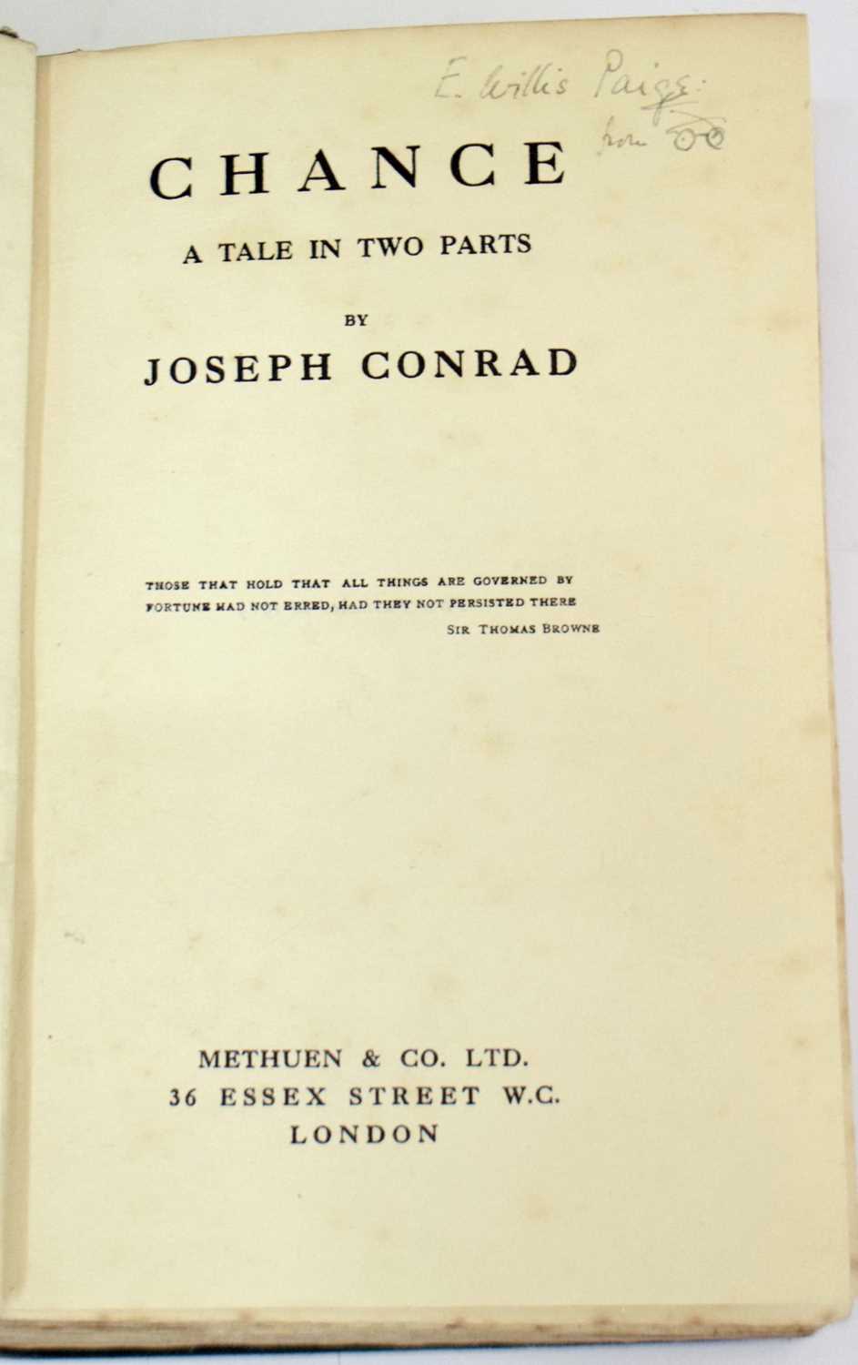 Lot Joseph Conrad, 'Chance', the spurious first edition
