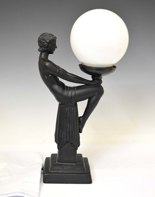 Lot 222 - Art Deco style resin figural table lamp