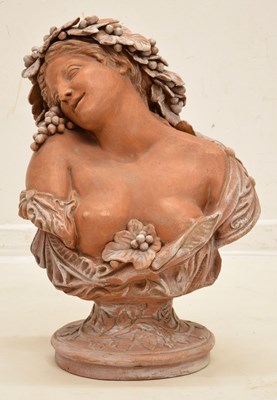 Lot 600 - Art Nouveau style terracotta garden bust