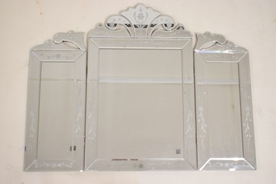 Lot 538 - 20th century Venetian-style triptych vanity mirror