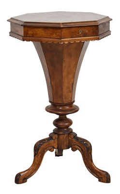 Lot 548 - Victorian walnut octagonal sewing or work table