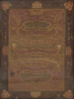 Lot 234 - Early 20th century fretwork panel with the Lords Prayer