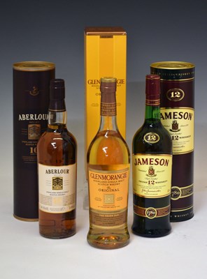 Lot 333 - Jameson Whiskey aged 12 years, Aberlour aged 10 years, and Glenmorangie whisky