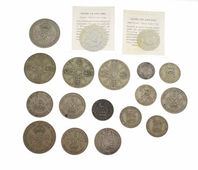 Lot 151 - Quantity of pre 1948 GB silver coinage, together with two reproduction hammered coins