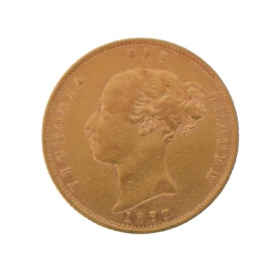 Lot 130 - Queen Victoria shield back gold half sovereign, 1877