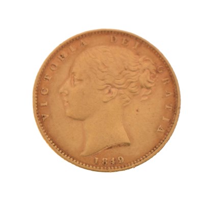 Lot 119 - Queen Victoria shield back gold sovereign, 1849
