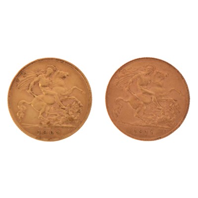 Lot 133 - Edward VII and George V gold half sovereigns