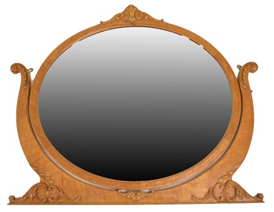 Lot 542 - 19th century birds-eye maple framed oval swing mirror