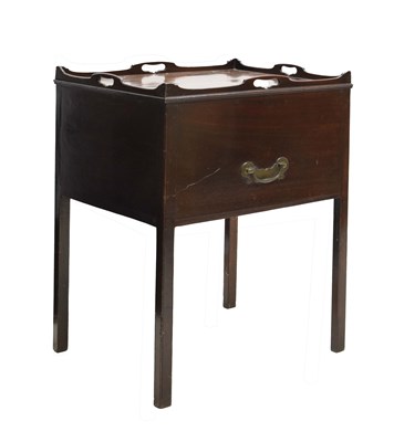 Lot 574 - George III mahogany square tray top commode or night cupboard