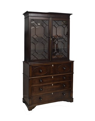 Lot 580 - George III mahogany secretaire bookcase