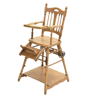 Lot 595 - Late 19th / early 20th century oak child's metamorphic highchair