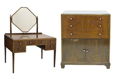 Lot 587 - Art Deco-style inlaid dressing table, with matching cabinet