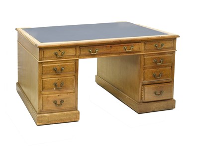 Lot 582 - Late 19th century walnut twin pedestal desk