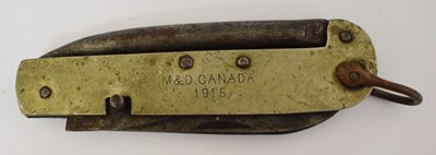 Lot 293 - Canadian clasp knife, engraved M&D Canada 1915