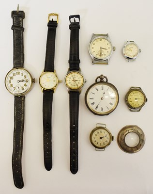 Lot 77 - First World War period silver half hunter trench watch