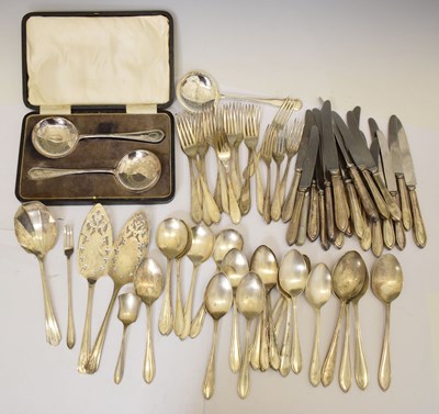 Lot 248 - Quantity of silver plated cutlery, servers etc