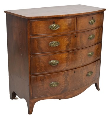 Lot 552 - Early 19th century mahogany bow fronted chest