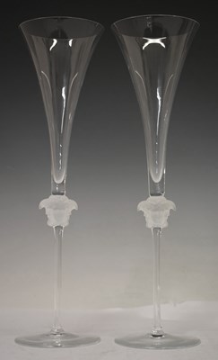 Lot 356 - Versace - Pair of Rosenthal 'Medusa Lumiere' crystal champagne flutes