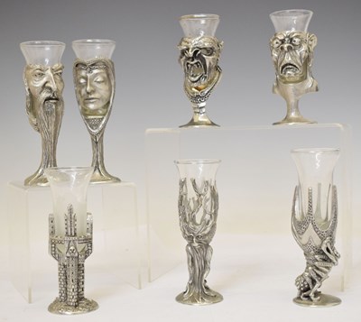 Lot 260 - Lord of the Rings - Seven Royal Selangor pewter and glass shot glasses