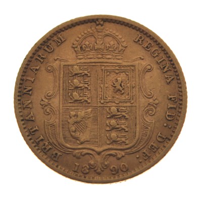 Lot 227 - Queen Victoria gold half sovereign, 1890