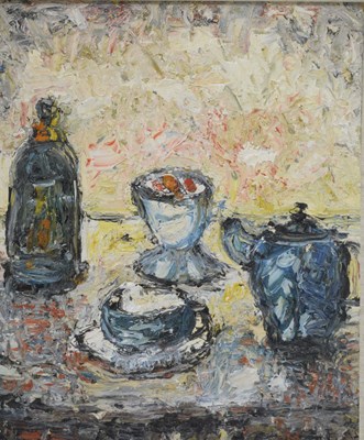 Lot 433 - Barrington Tabb (British, 1934-2022) - Oil on board - 'A Glowing Still Life'