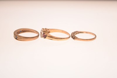 Lot 25 - Three 9ct gold dress rings