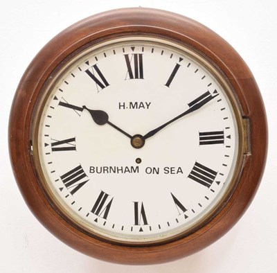 Lot 526 - Early 20th century single fusee circular wall clock, H. May, Burnham-on-Sea