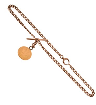 Lot 81 - 9ct gold watch chain attached a 1903 coin