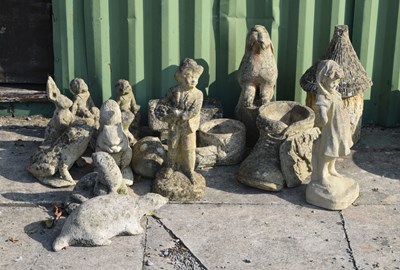 Lot 634 - Collection of stone garden figures, etc