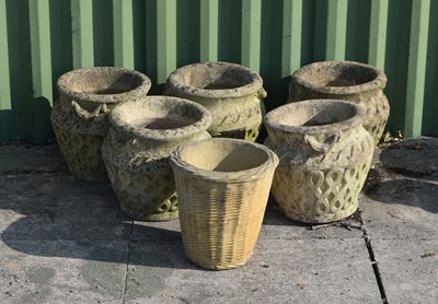 Lot 635 - Set of five garden planters, and a similar pot