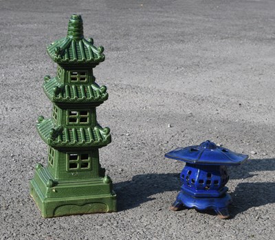 Lot 632 - Garden ornaments - Pagoda and temple