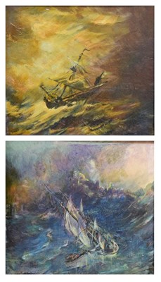Lot 487 - Follower of W. James Webb - Pair of oils - Coastal scenes