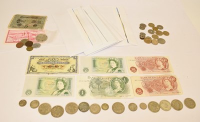 Lot 254 - Quantity of world coins and banknotes, to include pre 1947 GB silver coinage