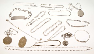 Lot 194 - Collection of silver and white metal necklaces and bracelets, etc