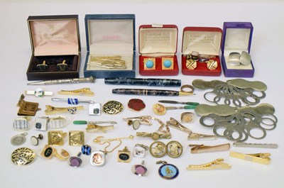 Lot 159 - Collection of late 20th century cufflinks, fountain pen, etc