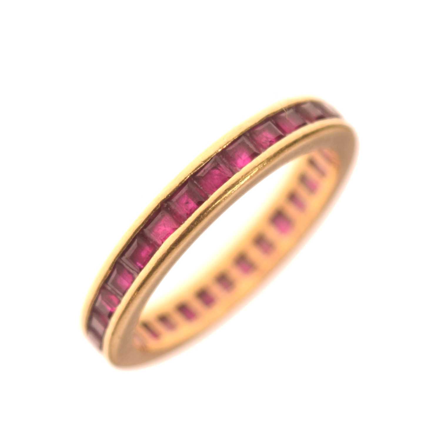 Lot 13 - 18ct gold and ruby full eternity ring