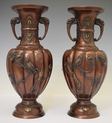 Lot 468 - Pair of Japanese Meiji bronze vases