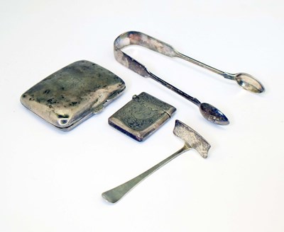 Lot 197 - Collection of silver items comprising Edward VII silver cigarette case, etc