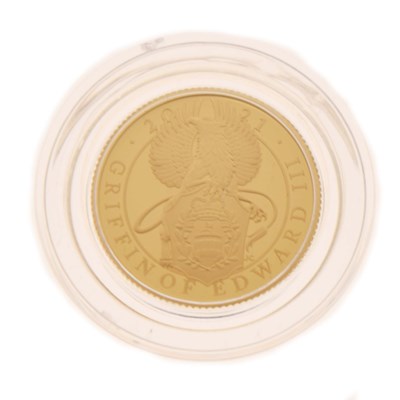 Lot 236 - Elizabeth II gold proof quarter-ounce twenty-five-pound coin, 2021