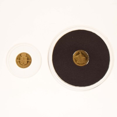 Lot 235 - Two gold proof 0.5g coins